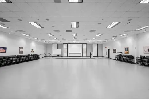 Spacious multipurpose room at Carolina Center for Recovery, a sober living home in Charlotte.